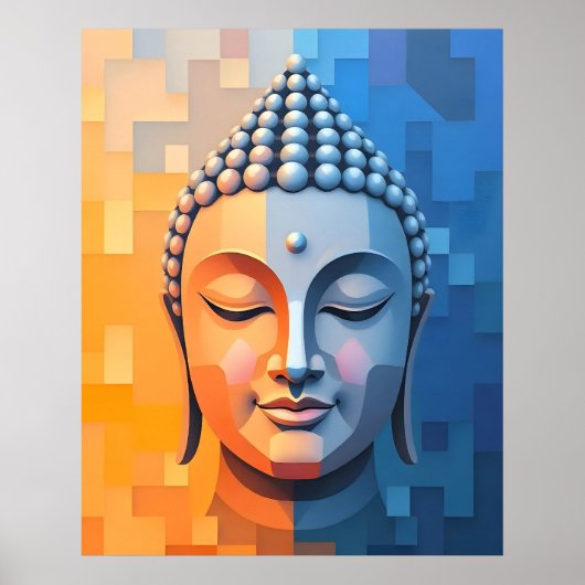 Moderne geometrische kunst | Mediterende Boeddha Poster (Voorkant)
