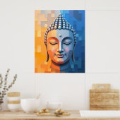 Moderne geometrische kunst | Mediterende Boeddha Poster (Keuken)