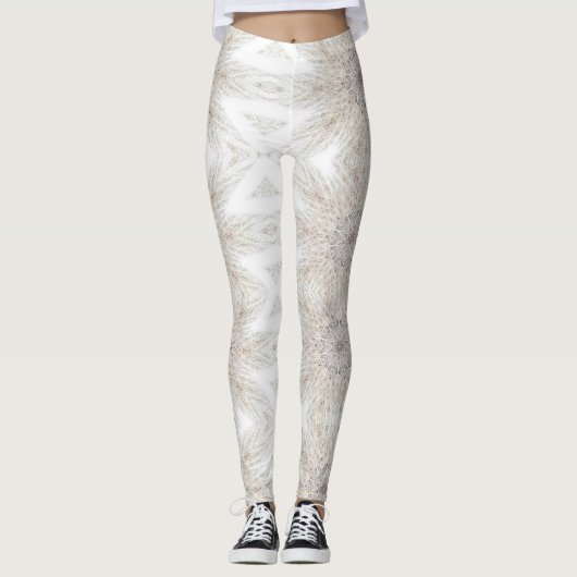 Moderne geometrische kunst witte grijze leggings v (Voorkant)