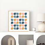 Moderne geometrische kunstontwerpen uit de middele poster<br><div class="desc">Een Mid Century Modern Geometric Art Design in gematigde,  zachte tinten van wazige roze,  mosterdgeel en leistblauw.</div>