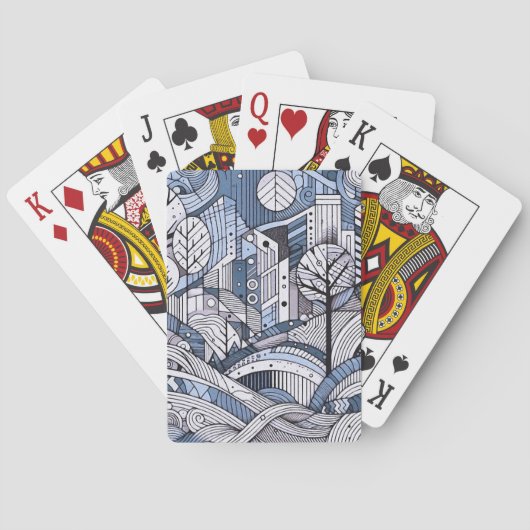 Moderne Geometrische Landschap Pokerkaarten (Achterkant)