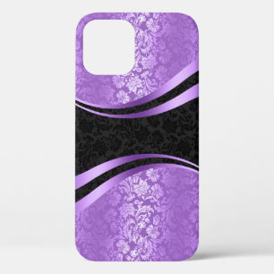 Moderne geometrische lavendel & zwart damast ontwe Case-Mate iPhone case