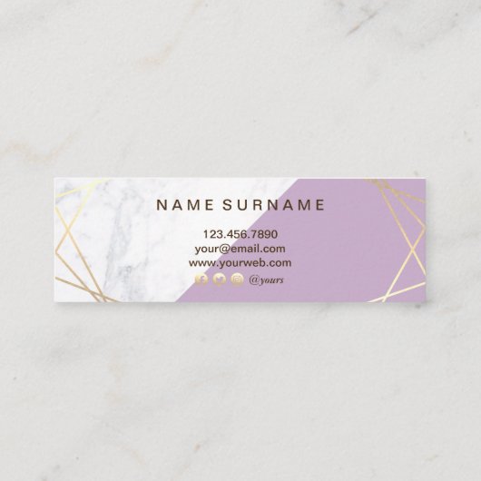 Moderne geometrische lavender Marble Appointing Mini Visitekaartje (Achterkant)