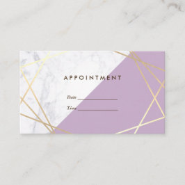 Moderne geometrische lavender Marble Appointing Visitekaartje