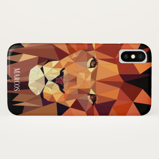 Moderne geometrische leeuw aangepaste naam Case-Mate iPhone case (Achterkant (horizontaal))