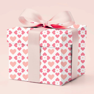 Moderne geometrische liefde hart bloemig roze perz cadeaupapier