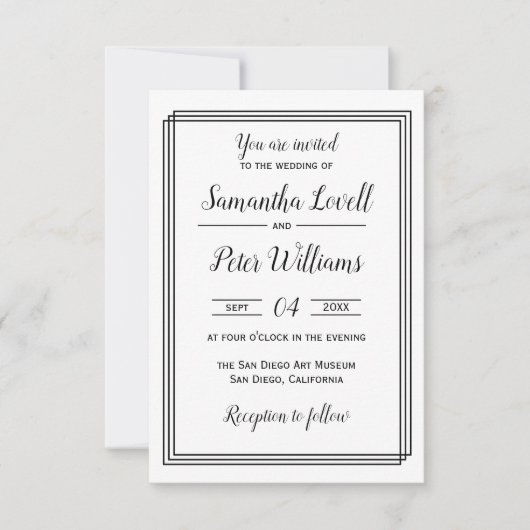 Moderne geometrische lijnen - 3x5 bruiloft uitnodi kaart (Voorkant)