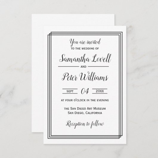 Moderne geometrische lijnen - 3x5 bruiloft uitnodi kaart (Voorkant / Achterkant)