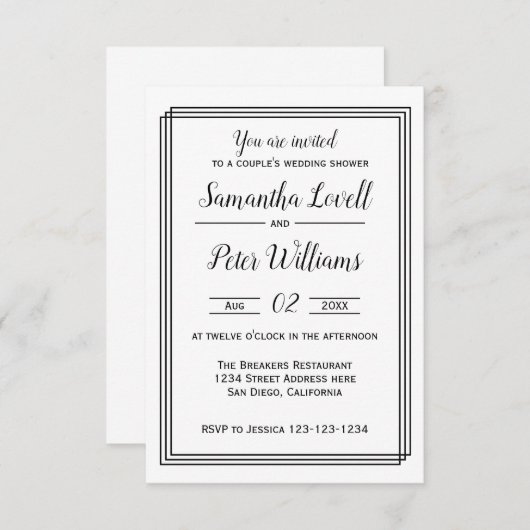 Moderne geometrische lijnen - 3x5-weduwingshower u kaart (Voorkant / Achterkant)