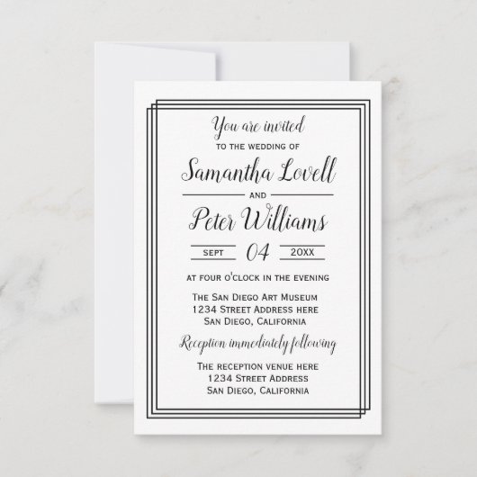 Moderne geometrische lijnen-3x5Huwelijks-/Ontvangs Kaart (Voorkant)