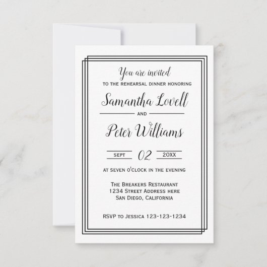 Moderne geometrische lijnen -3x5repetitief diner kaart (Voorkant)