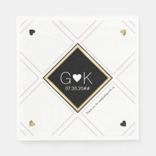 moderne geometrische lijnen met monogram . bruilof servet