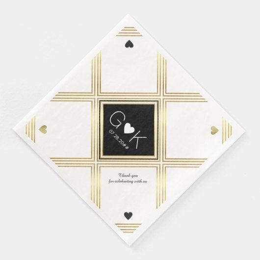 Moderne Geometrische Lijnen met Monogram voor Huwe Servetten (Hoek)