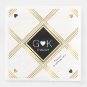 Moderne Geometrische Lijnen met Monogram voor Huwe Servetten (Voorkant)