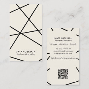 Moderne geometrische lijnen & QR-code genderneutra Visitekaartje