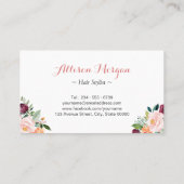 Moderne geometrische Lijst Floral haar Stylist Visitekaartje (Achterkant)
