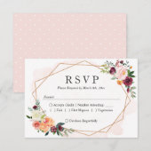 Moderne Geometrische Lijst Floral Wedding RSVP Ant (Voorkant / Achterkant)
