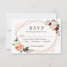 Moderne Geometrische Lijst Floral Wedding RSVP Ant