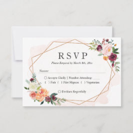Moderne Geometrische Lijst Floral Wedding RSVP Ant Kaartje