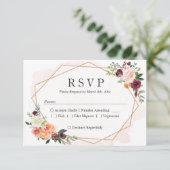 Moderne Geometrische Lijst Floral Wedding RSVP Ant Kaartje (Staand voorkant)