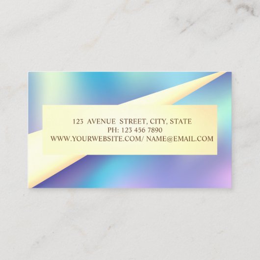 Moderne Geometrische Lijst Gold Holographic Visitekaartje (Achterkant)