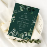 moderne geometrische lijst - griekse huwelijksuitn kaart<br><div class="desc">Een groen trouwthema met een geometrisch lijst en een heerlijk groen blad. U kunt de tekst,  tekstgrootte,  kleur en lettertype wijzigen op deze trouwuitnodiging.</div>
