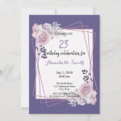 Moderne Geometrische Lijst paarse Bloemen Verjaard Kaart (Voorkant)