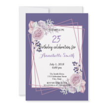 Moderne Geometrische Lijst paarse Bloemen Verjaard