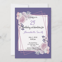 Moderne Geometrische Lijst paarse Bloemen Verjaard Kaart