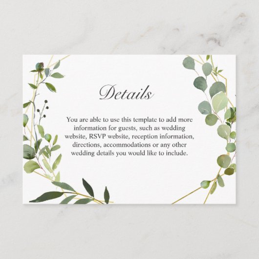 Moderne Geometrische Lijst van Eucalyptus Weddensc Informatiekaartje (Voorkant)