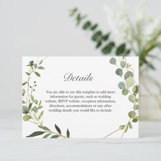 Moderne Geometrische Lijst van Eucalyptus Weddensc Informatiekaartje (Staand voorkant)
