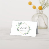 Moderne Geometrische Lijst-weduwentabel met eucaly Plaatskaartje (Achterkant)