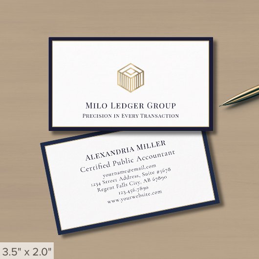 Moderne Geometrische Logo Marine Blauwe Grens Visitekaartje