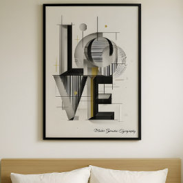 Moderne Geometrische LOVE-Typografie Abstracte Kun Poster