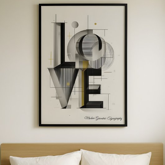 Moderne Geometrische LOVE-Typografie Abstracte Kun Poster