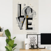 Moderne Geometrische LOVE-Typografie Abstracte Kun Poster (Thuiskantoor)