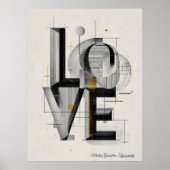 Moderne Geometrische LOVE-Typografie Abstracte Kun Poster (Voorkant)