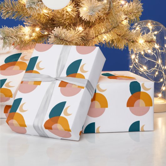 Moderne Geometrische Maan Abstracte Kunst Cadeaupapier (Feestdagen)