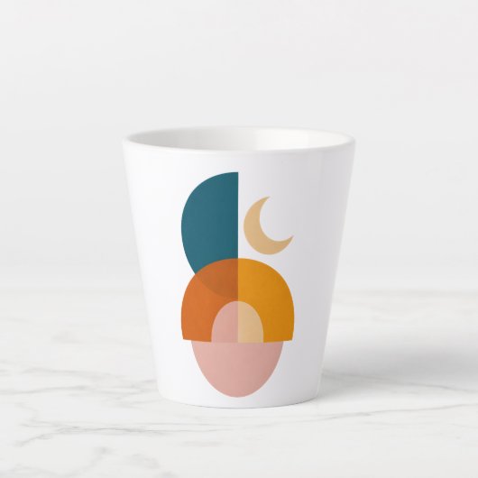 Moderne Geometrische Maan Abstracte Kunst Latte Mok (Voorkant)