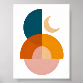 Moderne Geometrische Maan Abstracte Kunst Poster
