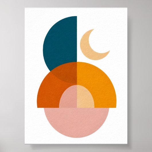 Moderne Geometrische Maan Abstracte Kunst Poster (Voorkant)