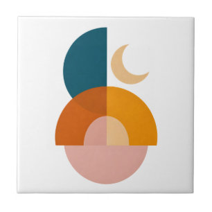 Moderne Geometrische Maan Abstracte Kunst Tegeltje