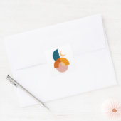 Moderne Geometrische Maan Abstracte Kunst Vierkante Sticker (Envelop)