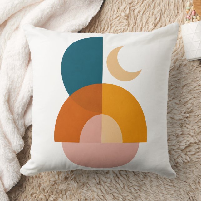 Moderne Geometrische Maan Abstracte Kunstprint Kussen (Deken)