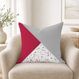 Moderne geometrische magenta-grijze terrazzo kussen