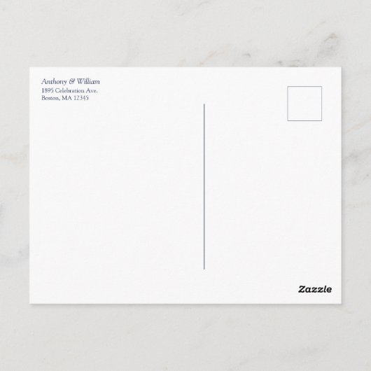 Moderne geometrische marine blauw wit bruiloft dan briefkaart (Achterkant)