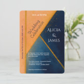 Moderne geometrische marine koraal bruiloft kaart (Staand voorkant)