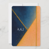 Moderne geometrische marine koraal bruiloft kaart (Achterkant)