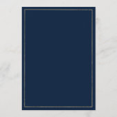 Moderne geometrische marineblauw gouden bruiloft menu (Achterkant)