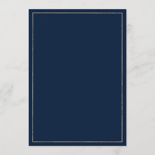 Moderne geometrische marineblauw gouden bruiloft menu (Achterkant)